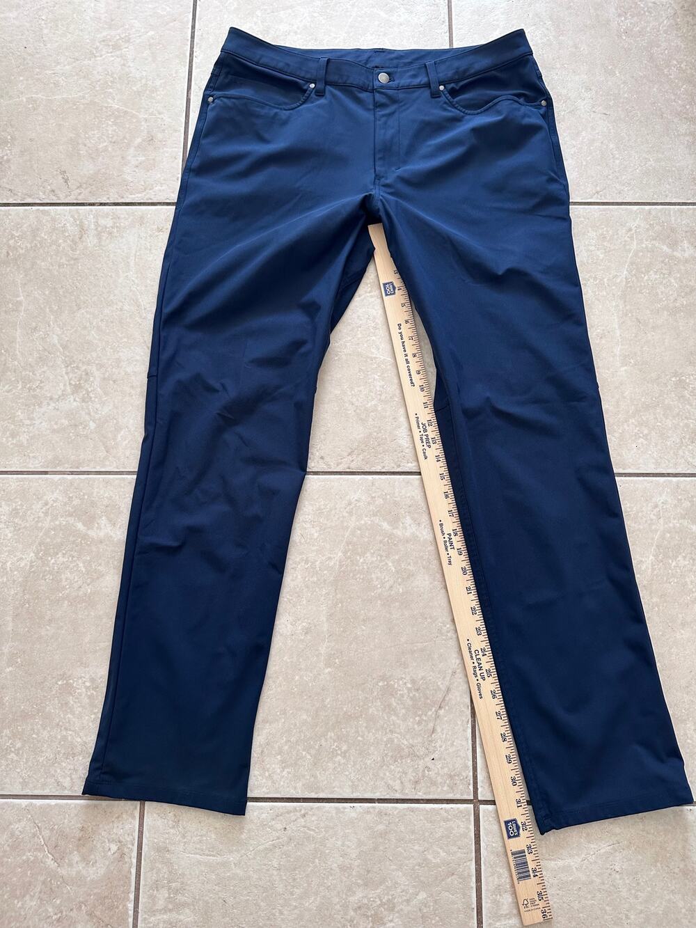 Lululemon ABC Pants Mens Size 36 Navy Blue Warpstreme Stretch 5 Pocket Trousers
